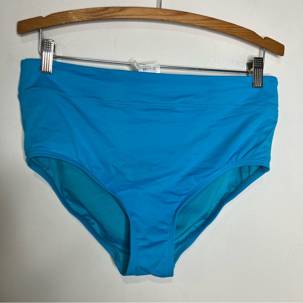 Lands End blue swim bottoms women's size 12 bikini full coverage‎ beach summer